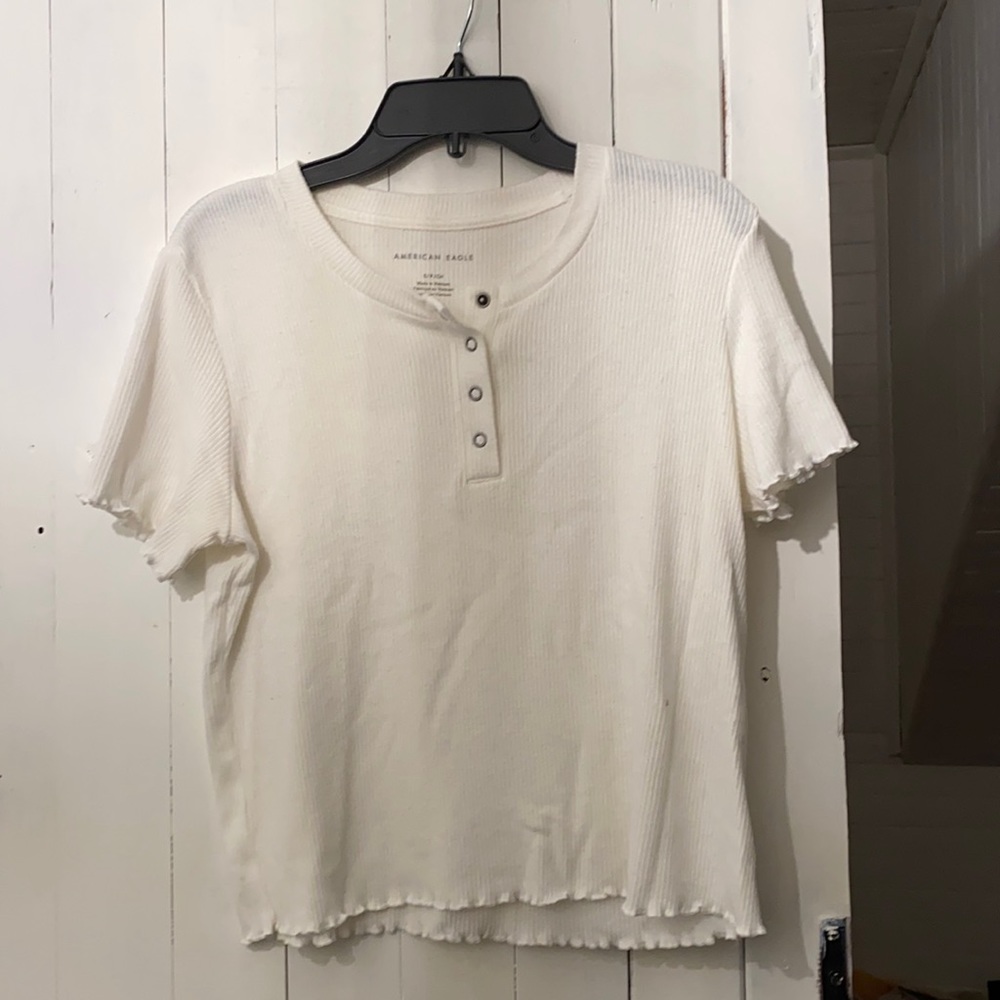 White ribbed AE top